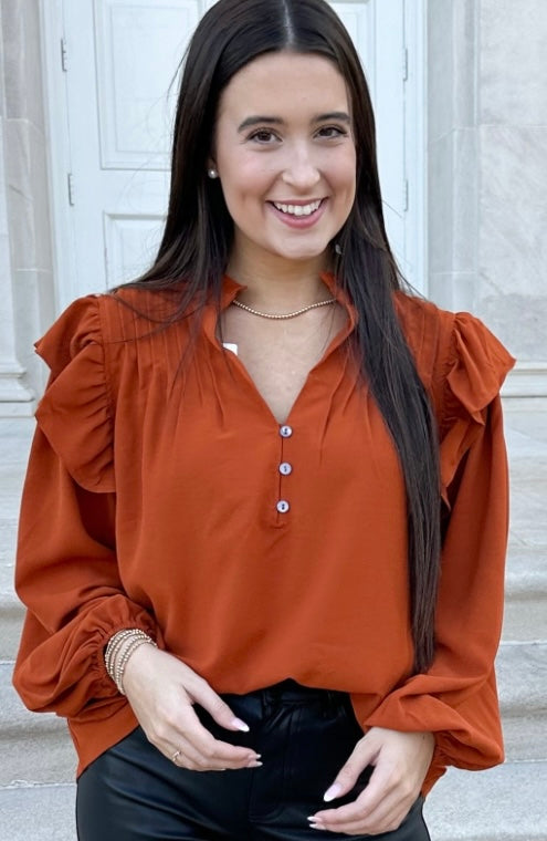 Ruffled Button Down Shirt