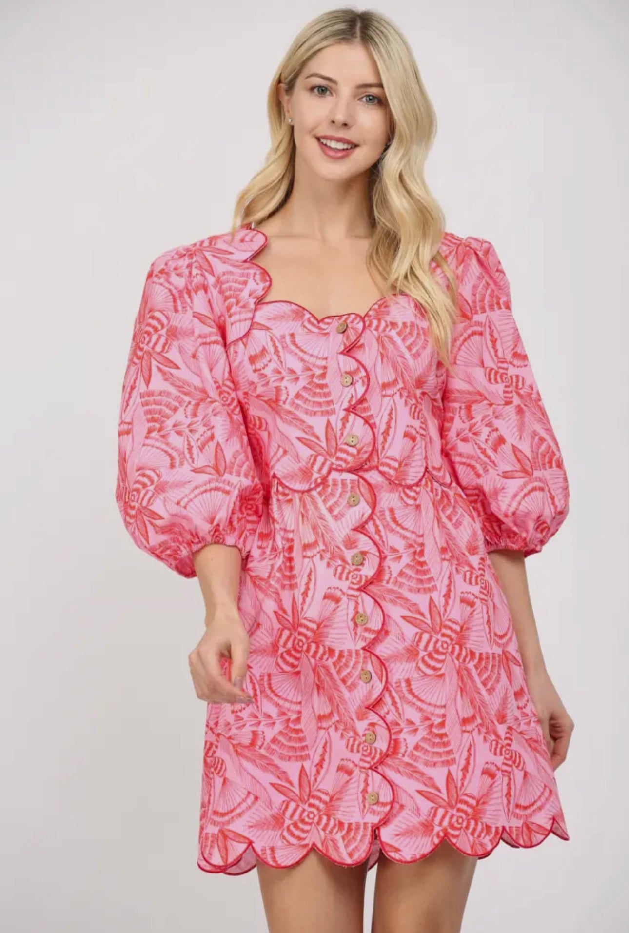 Scalloped Floral Dress