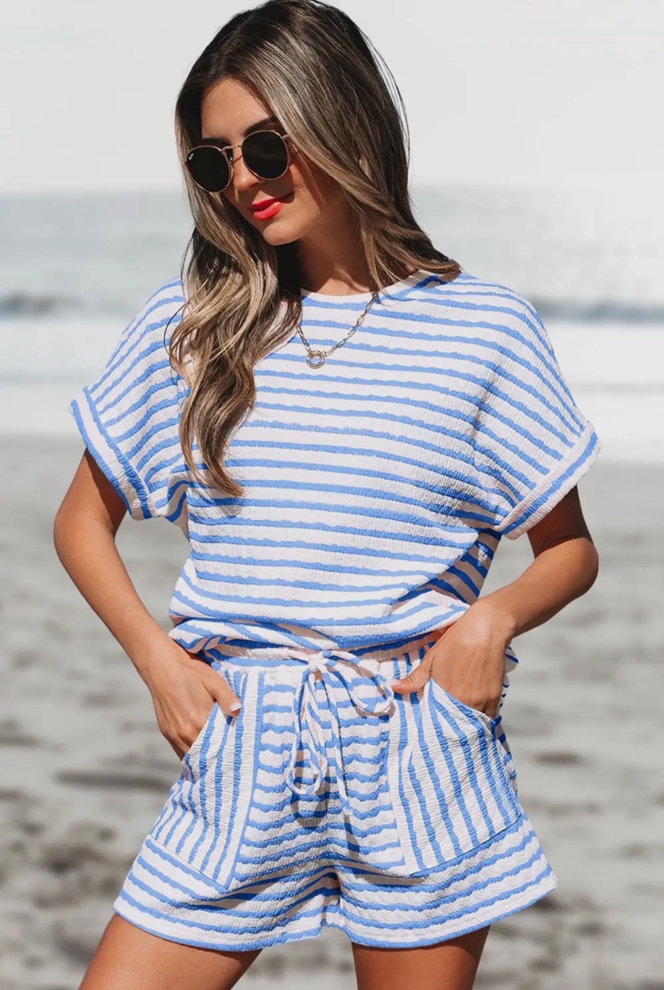 Pink/Blue Striped Set