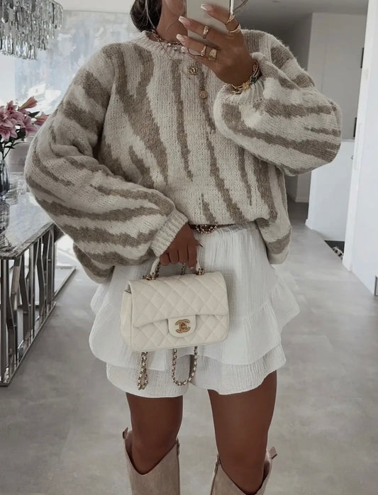 Neutral Zebra Sweater