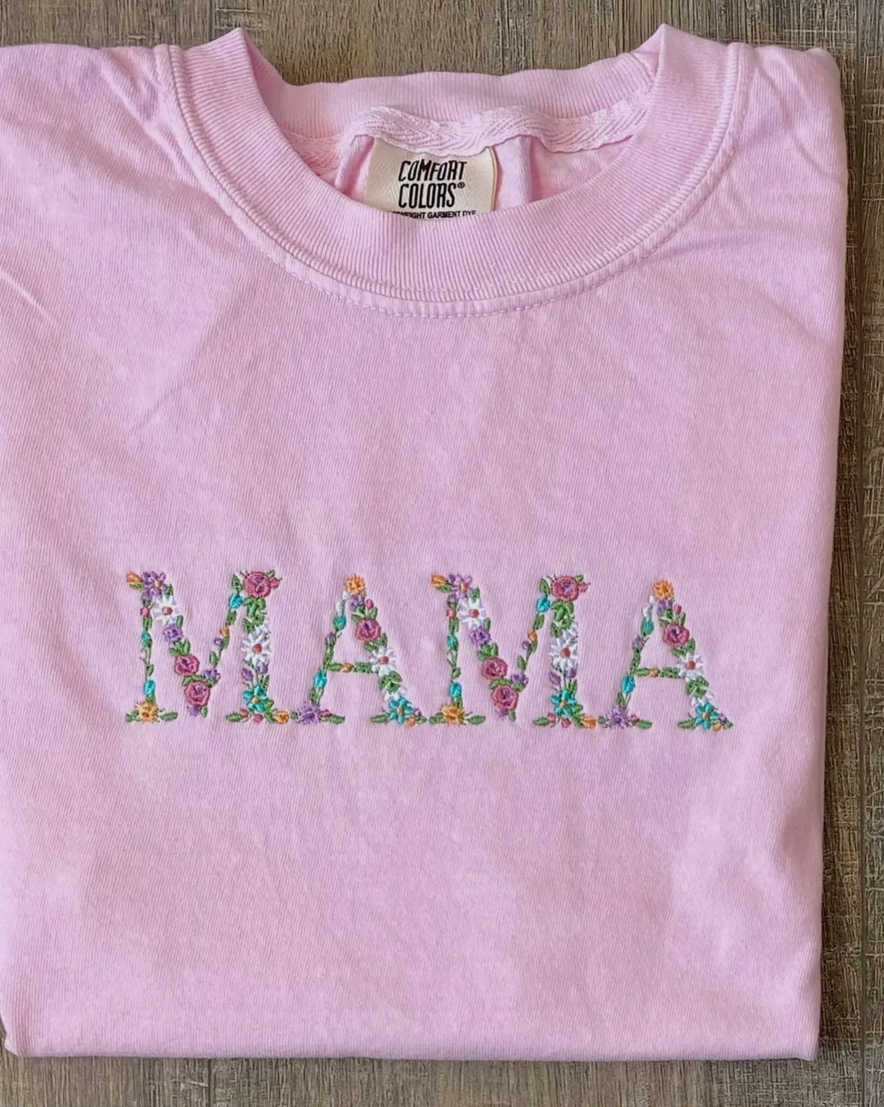 Mama Floral Embroidered Tee