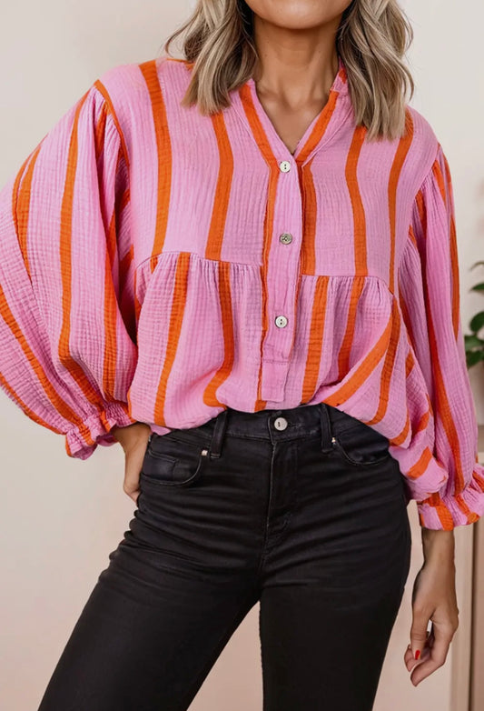 Pink/Orange Striped Top