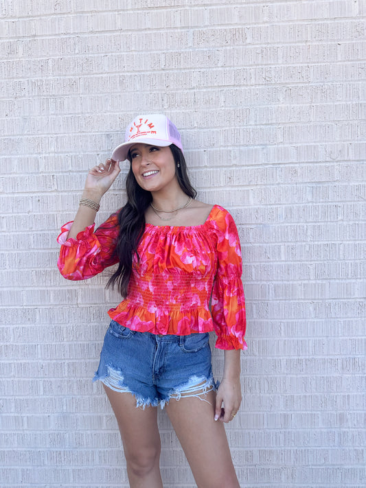 Floral Puff Sleeve Blouse