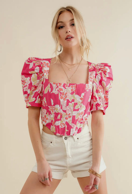 Tropical Floral Smocked Top