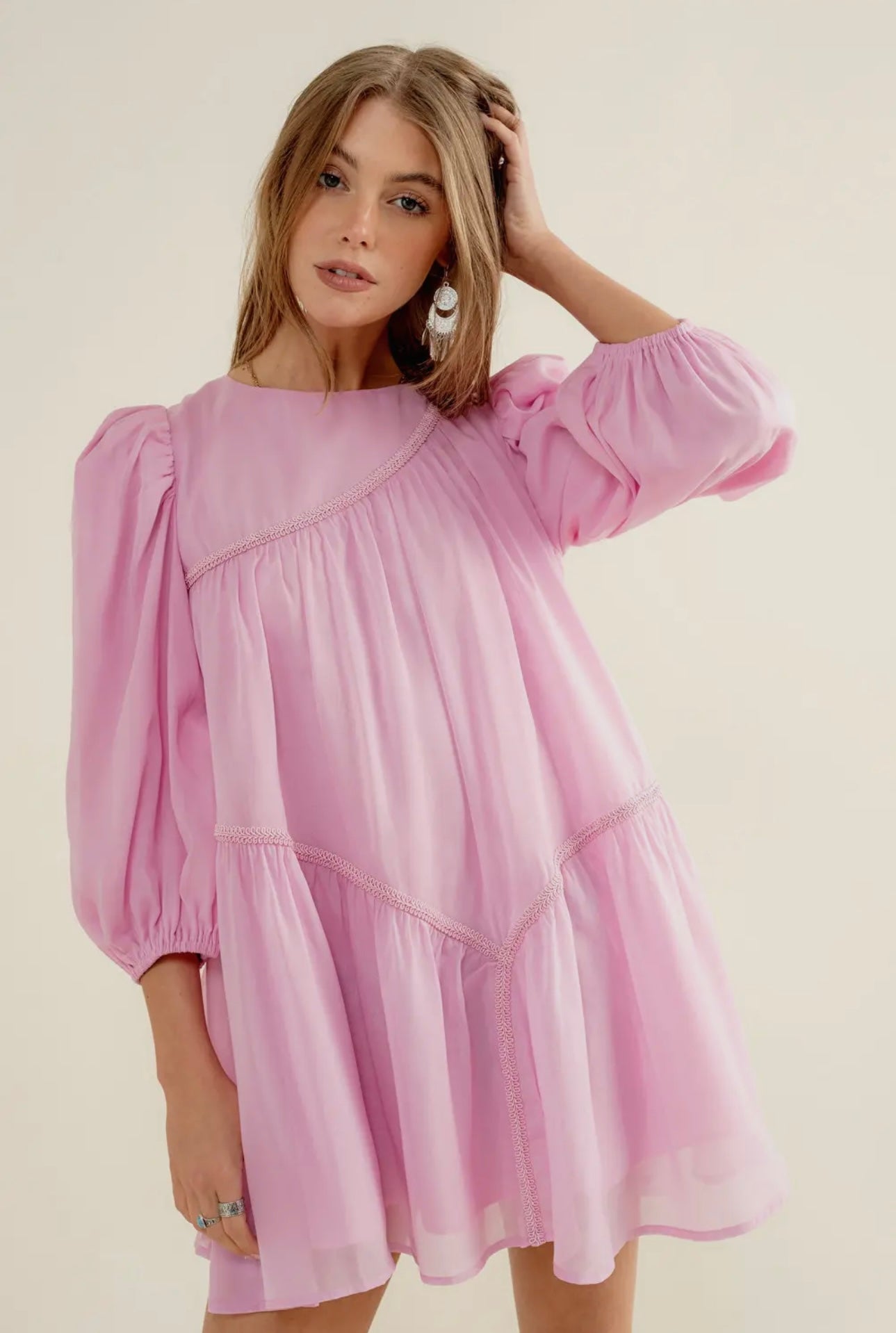 Organza Chiffon Puff Sleeve Dress