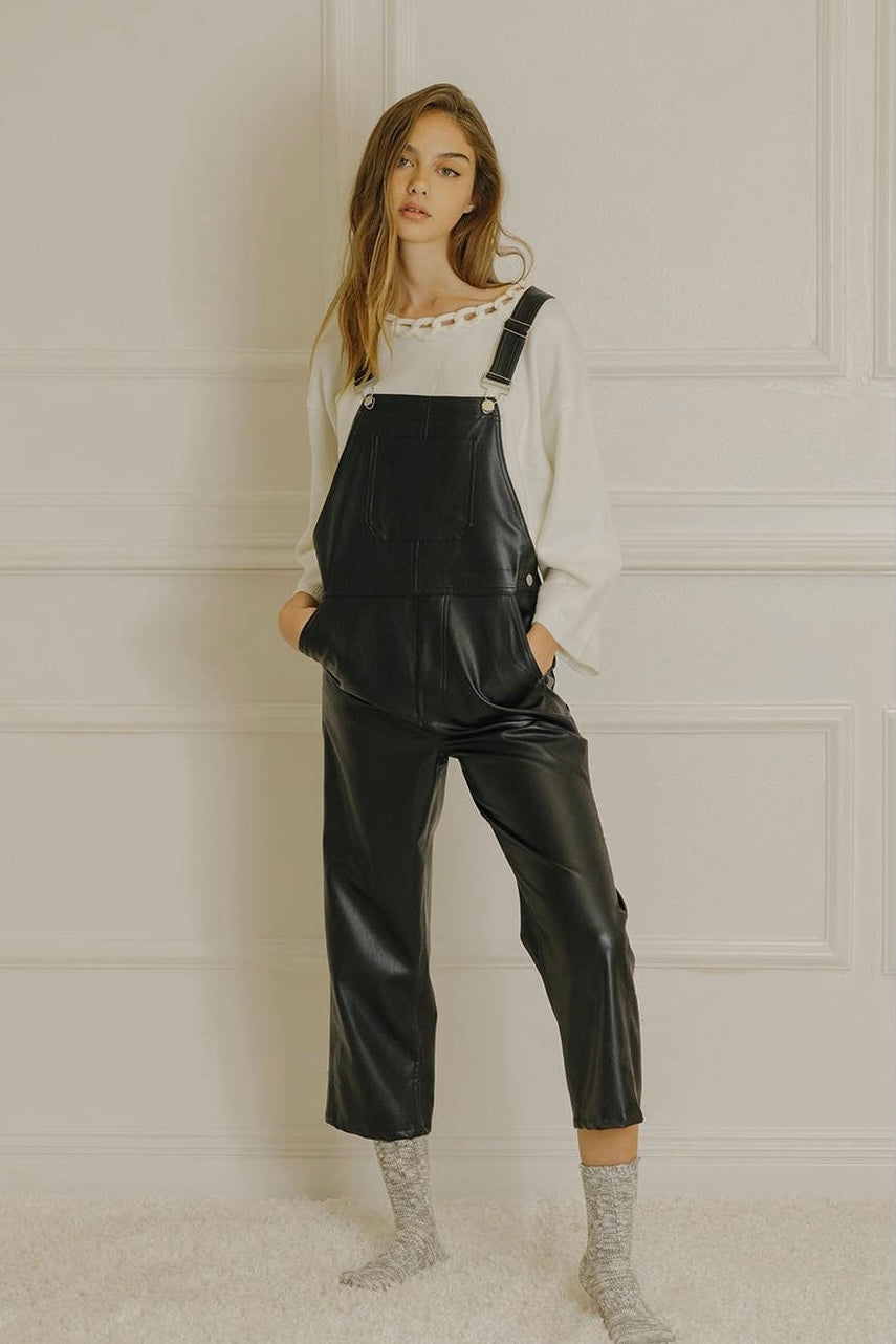 Black Leather Overalls