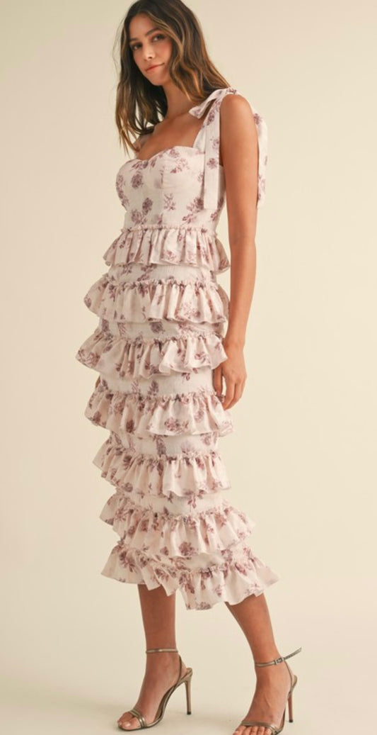 Rose Ruffle Tiered Dress