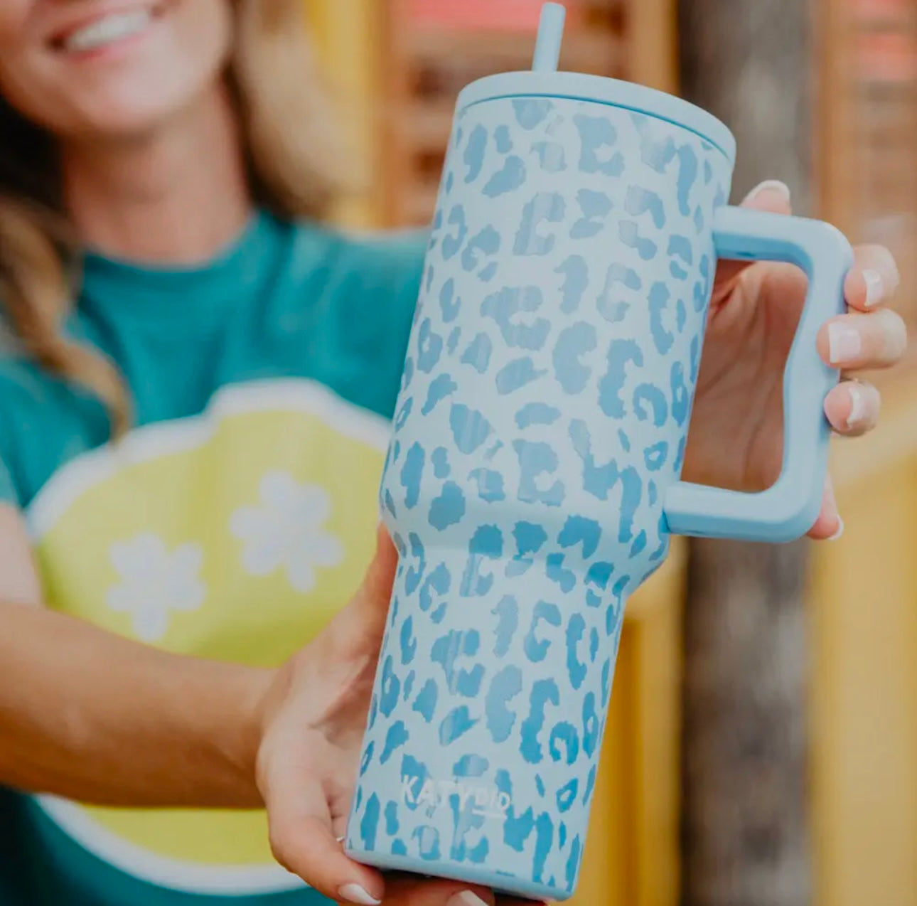 Light Blue Leopard Tumbler