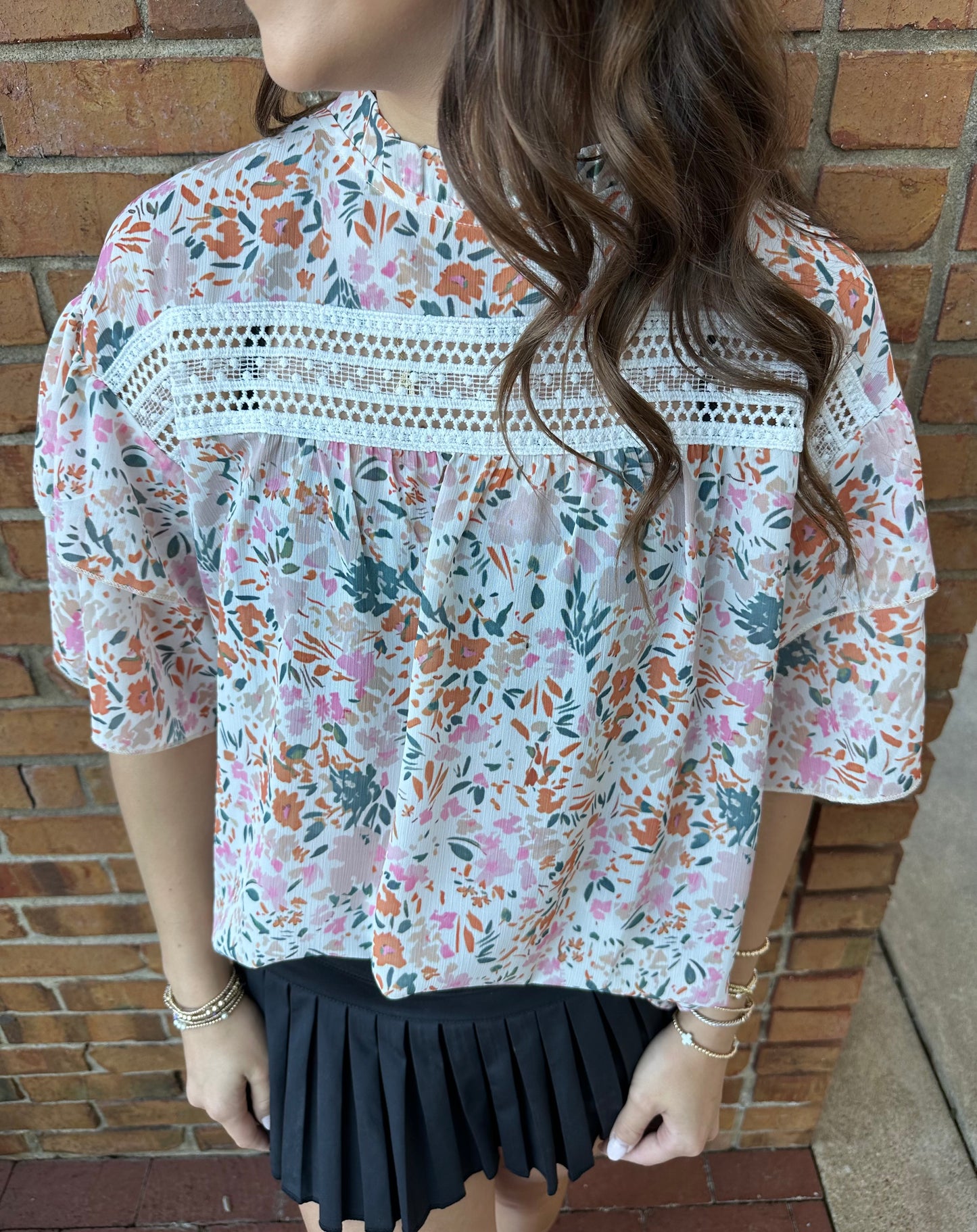 Ruffle Sleeve Floral Blouse