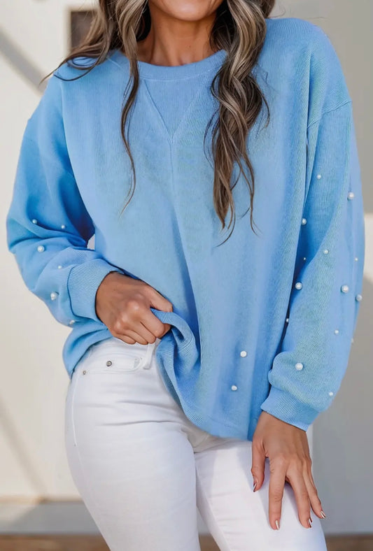 Blue Pearl Sleeve Sweatshirt