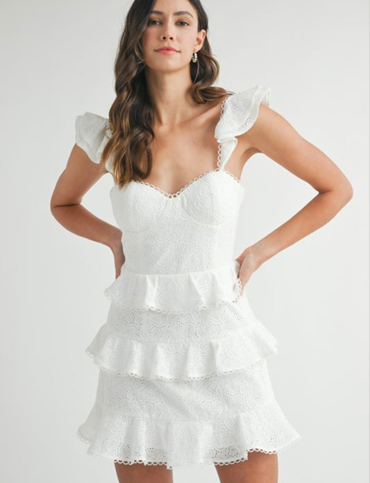 White Eyelet Mini Dress